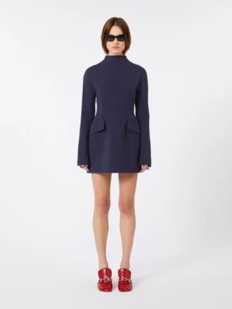 Vestido curto e justo em gabardine, azul-escuro