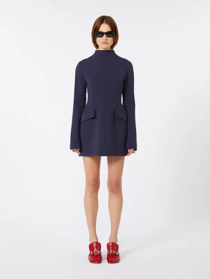 Vestido curto e justo em gabardine, azul-escuro Vestido curto e justo em gabardine, azul-escuro