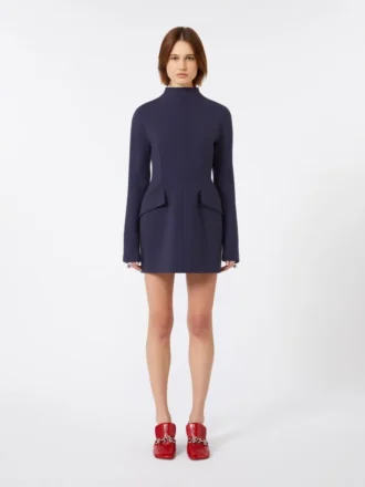 Vestido curto e justo em gabardine, azul-escuro