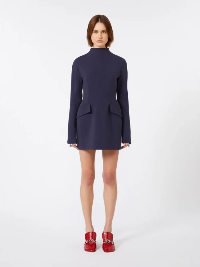 Vestido curto e justo em gabardine, azul-escuro Vestido curto e justo em gabardine, azul-escuro