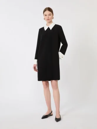 Vestido curto em cady, preto