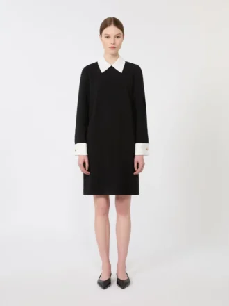 Vestido curto em cady, preto