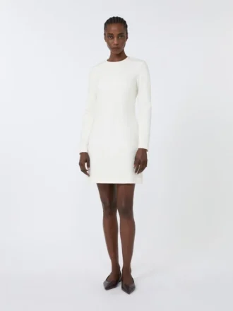 Vestido curto em jersey scuba, marfim