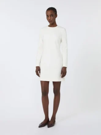 Vestido curto em jersey scuba, marfim