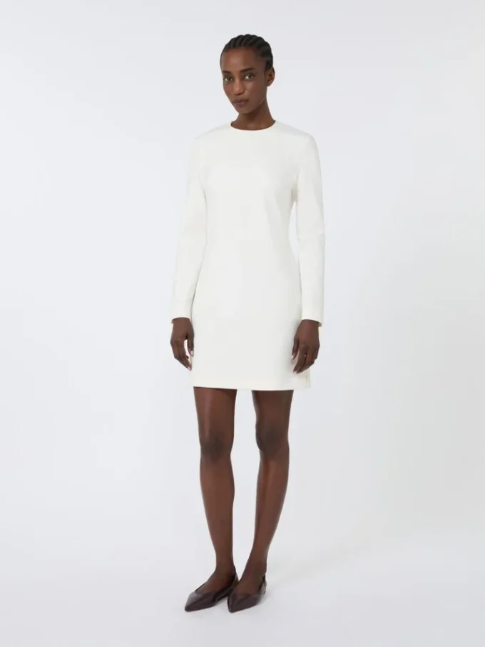 Vestido curto em jersey scuba, marfim Vestido curto em jersey scuba, marfim