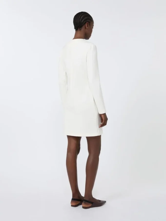 Vestido curto em jersey scuba, marfim Vestido curto em jersey scuba, marfim