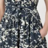 Vestido de algodão estampado com cinto, azul ultramar