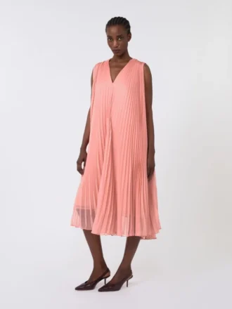 Vestido de chiffon plissado, rosa