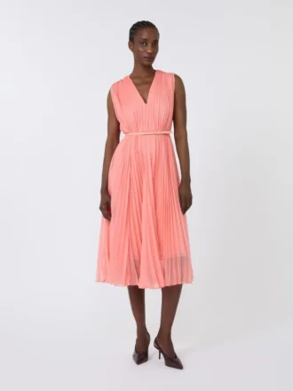 Vestido de chiffon plissado, rosa