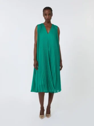 Vestido de chiffon plissado, verde