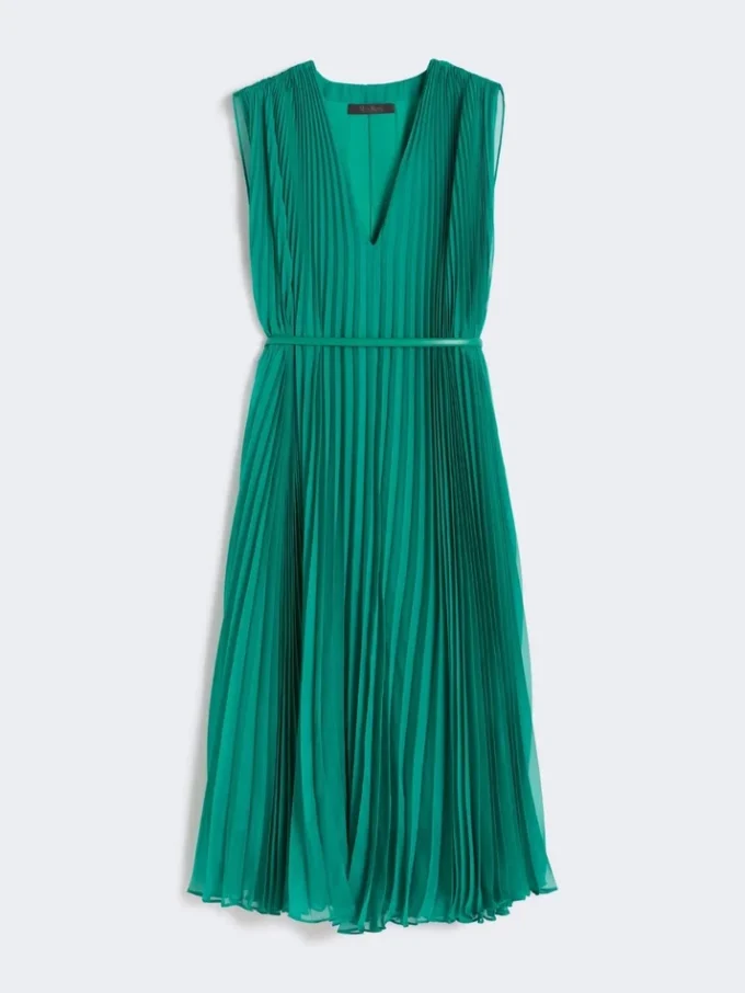Vestido de chiffon plissado, verde Vestido de chiffon plissado, verde
