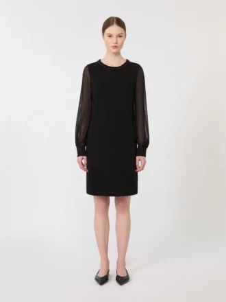 Vestido de cocktail em cady, preto