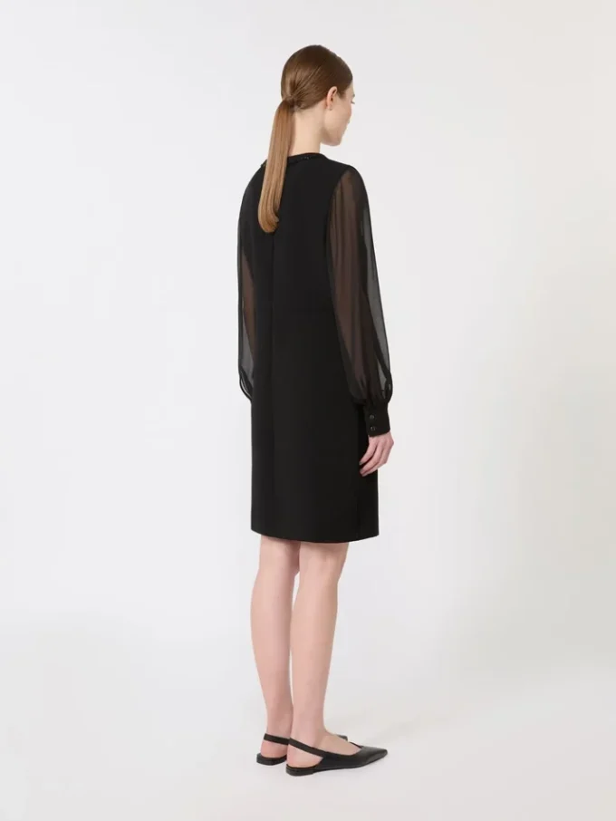 Vestido de cocktail em cady, preto Vestido de cocktail em cady, preto