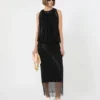 Vestido de jersey sem mangas com cristais, preto Vestido de jersey sem mangas com cristais, preto