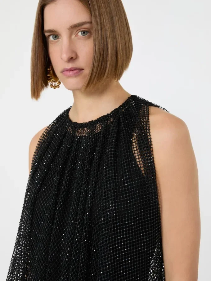 Vestido de jersey sem mangas com cristais, preto Vestido de jersey sem mangas com cristais, preto