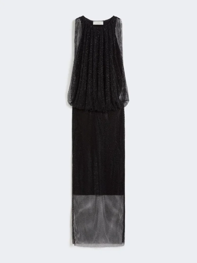 Vestido de jersey sem mangas com cristais, preto Vestido de jersey sem mangas com cristais, preto