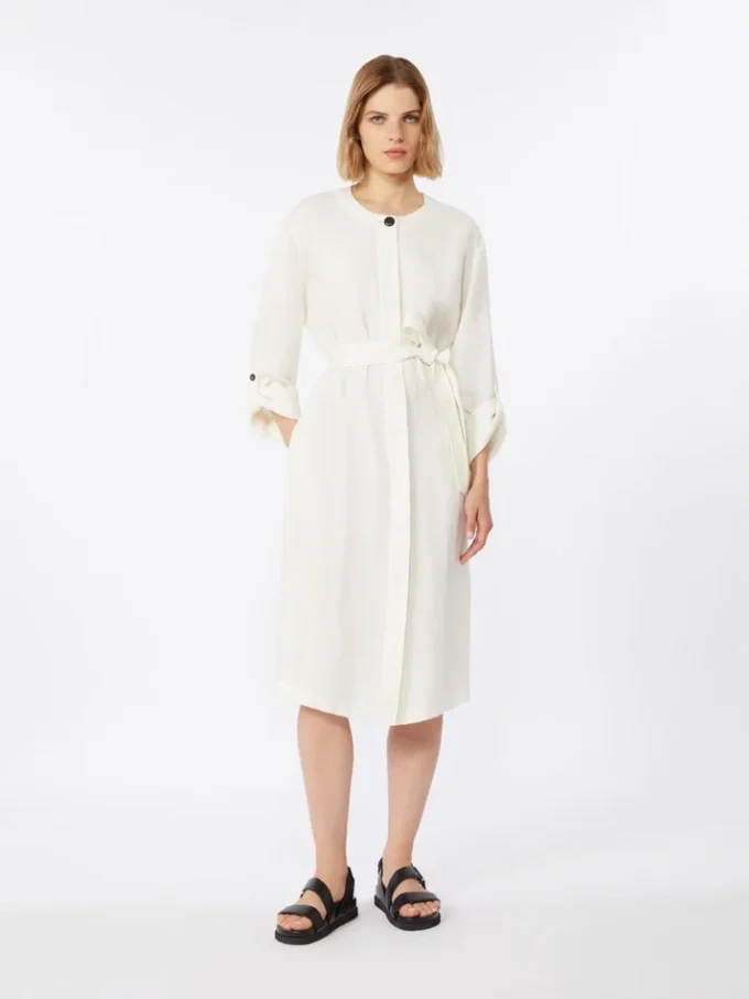 Vestido de linho desbotado, natural