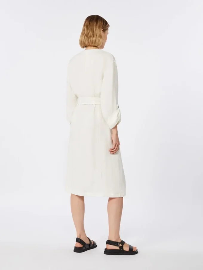 Vestido de linho desbotado, natural