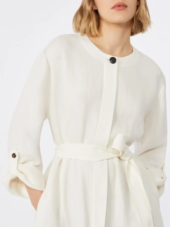 Vestido de linho desbotado, natural