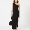 Vestido de malha com um ombro, preto Vestido de malha com um ombro, preto