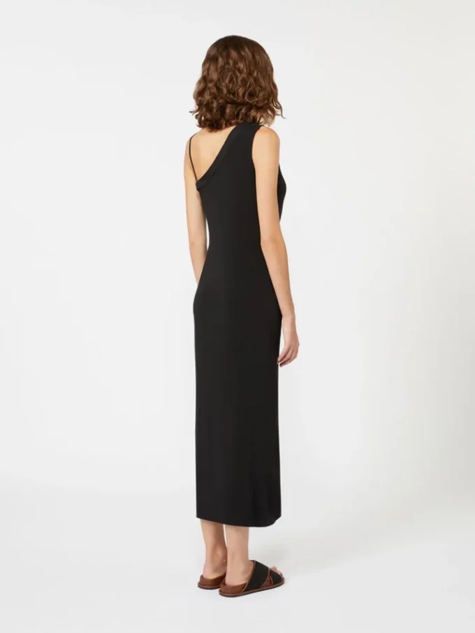 Vestido de malha com um ombro, preto Vestido de malha com um ombro, preto