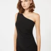 Vestido de malha com um ombro, preto Vestido de malha com um ombro, preto