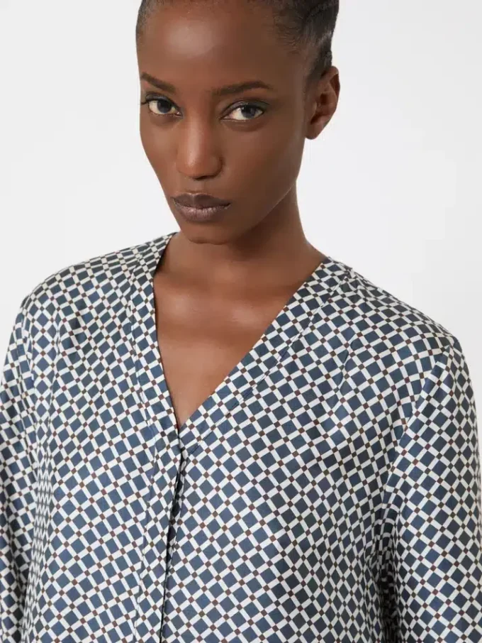 Vestido de seda estampado, azul-escuro Vestido de seda estampado, azul-escuro
