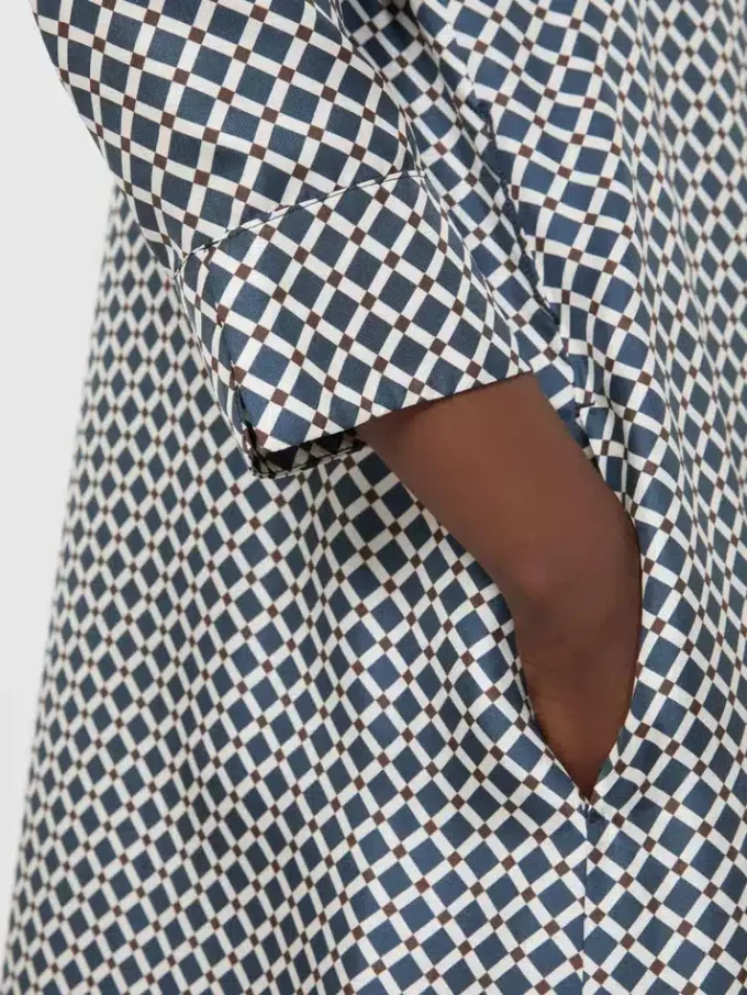 Vestido de seda estampado, azul-escuro Vestido de seda estampado, azul-escuro