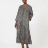Vestido de seda estampado, preto