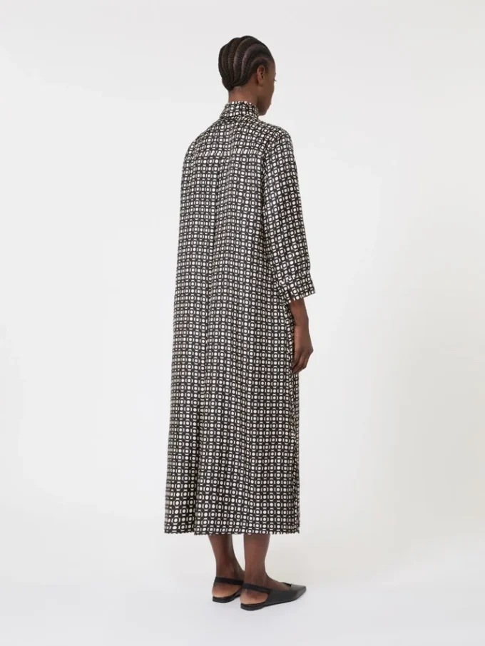 Vestido de seda estampado, preto