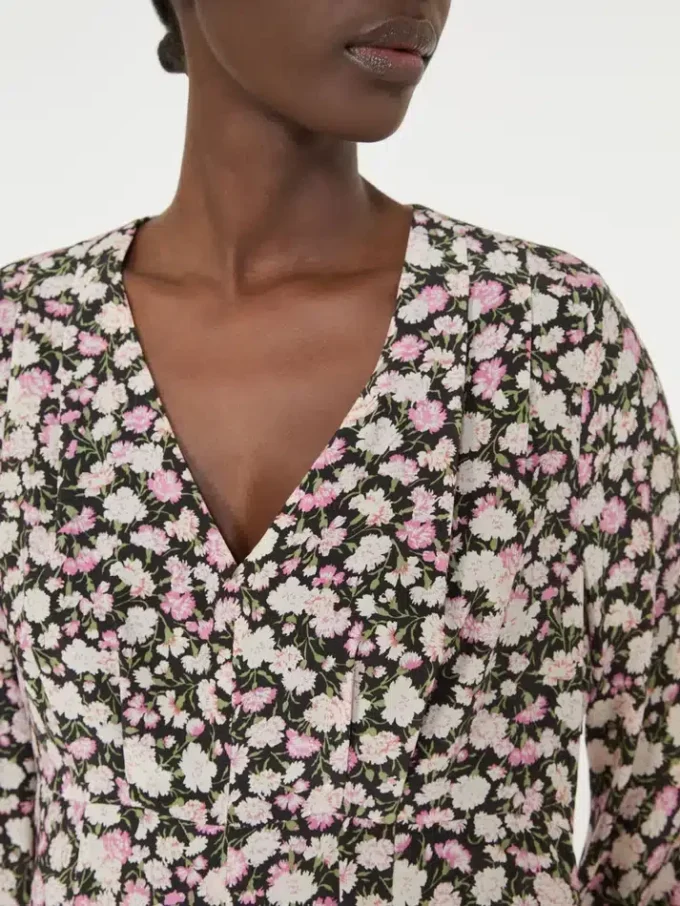 Vestido de seda estampado, rosa Vestido de seda estampado, rosa