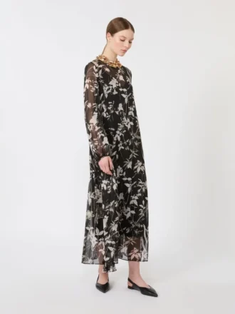 Vestido em chiffon estampado, preto Vestido em chiffon estampado, preto