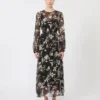 Vestido em chiffon estampado, preto Vestido em chiffon estampado, preto