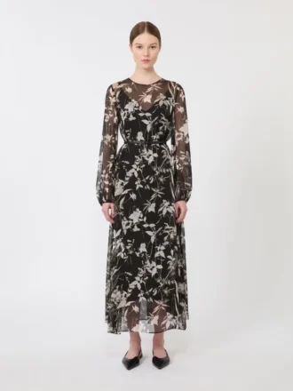 Vestido em chiffon estampado, preto Vestido em chiffon estampado, preto