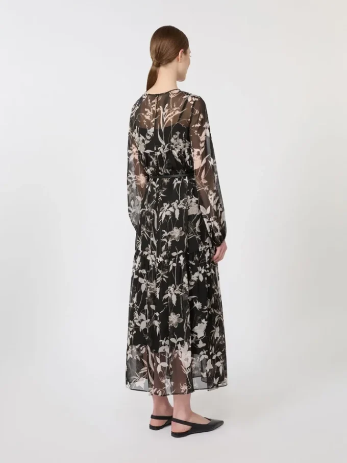Vestido em chiffon estampado, preto Vestido em chiffon estampado, preto
