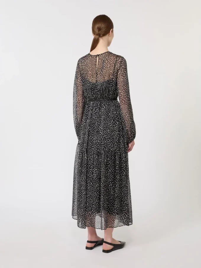 Vestido em chiffon estampado, preto Vestido em chiffon estampado, preto