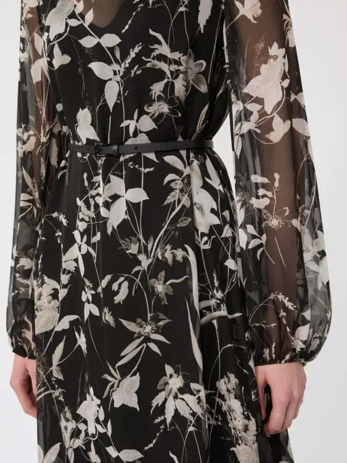 Vestido em chiffon estampado, preto Vestido em chiffon estampado, preto