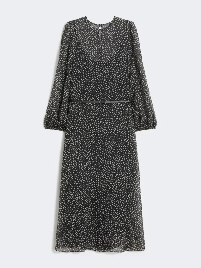 Vestido em chiffon estampado, preto Vestido em chiffon estampado, preto