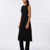 Vestido em fio de crepe de viscose, preto Vestido em fio de crepe de viscose, preto