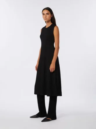 Vestido em fio de crepe de viscose, preto