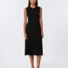 Vestido em fio de crepe de viscose, preto Vestido em fio de crepe de viscose, preto