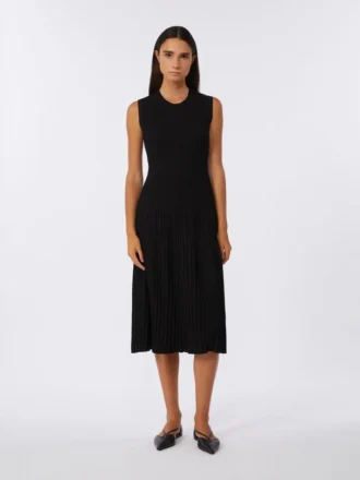 Vestido em fio de crepe de viscose, preto