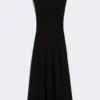 Vestido em fio de crepe de viscose, preto Vestido em fio de crepe de viscose, preto