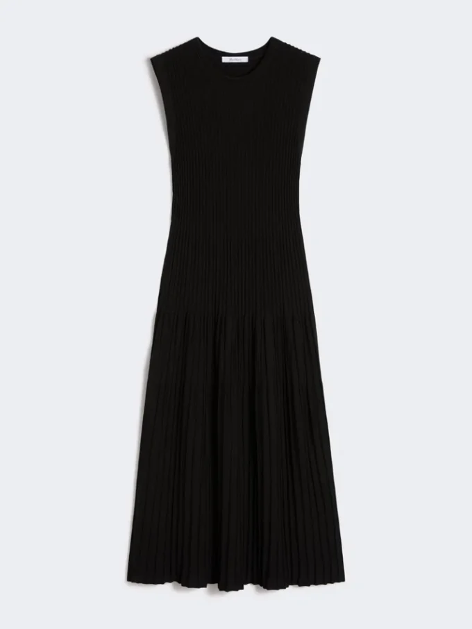 Vestido em fio de crepe de viscose, preto Vestido em fio de crepe de viscose, preto