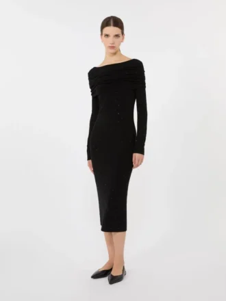Vestido em fio de lã, preto