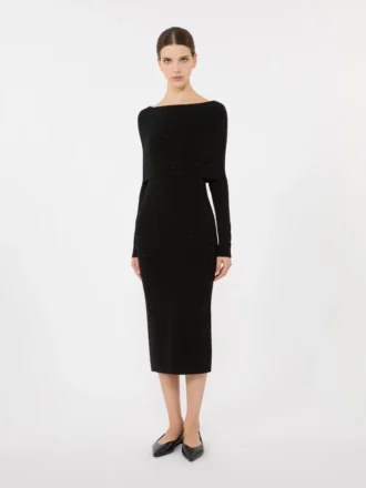 Vestido em fio de lã, preto