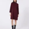 Vestido em fio de viscose elástico, cor bordô Vestido em fio de viscose elástico, cor bordô