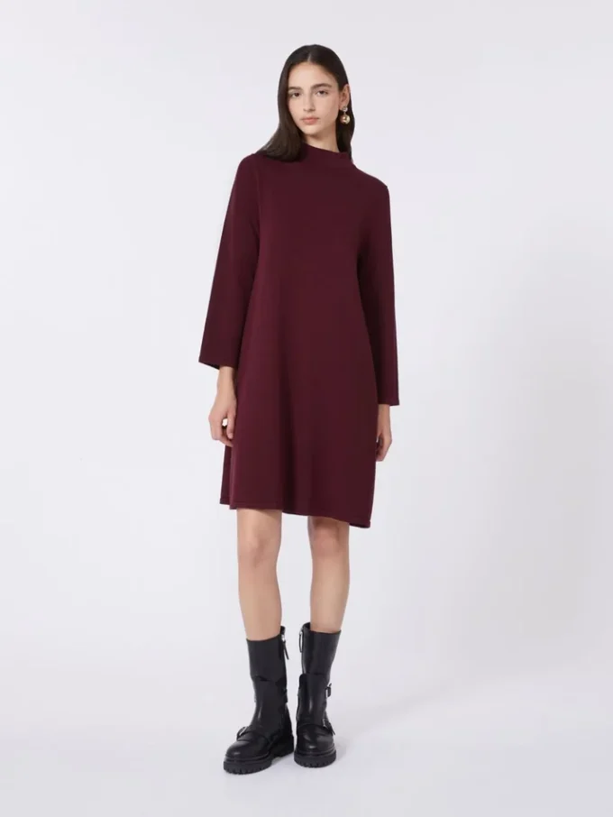 Vestido em fio de viscose elástico, cor bordô Vestido em fio de viscose elástico, cor bordô