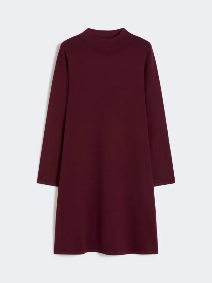 Vestido em fio de viscose elástico, cor bordô Vestido em fio de viscose elástico, cor bordô