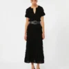 Vestido em fio de viscose estampado, preto Vestido em fio de viscose estampado, preto